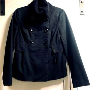 Coffee Shop NYC Medium Black Pea Coat with Knit Collar Variations